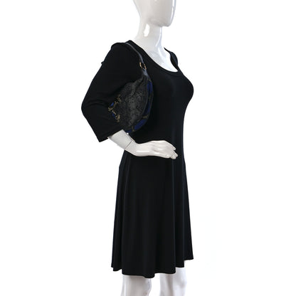 Versace Denim Embellished Snake Print Hobo Bag 3 of 9