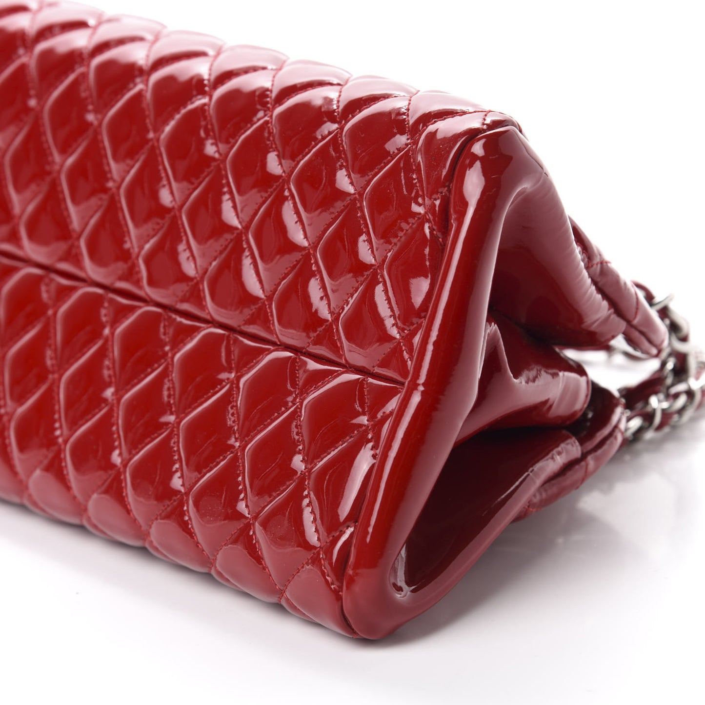 Patent Quilted Medium Just Mademoiselle Bowling Bag Red