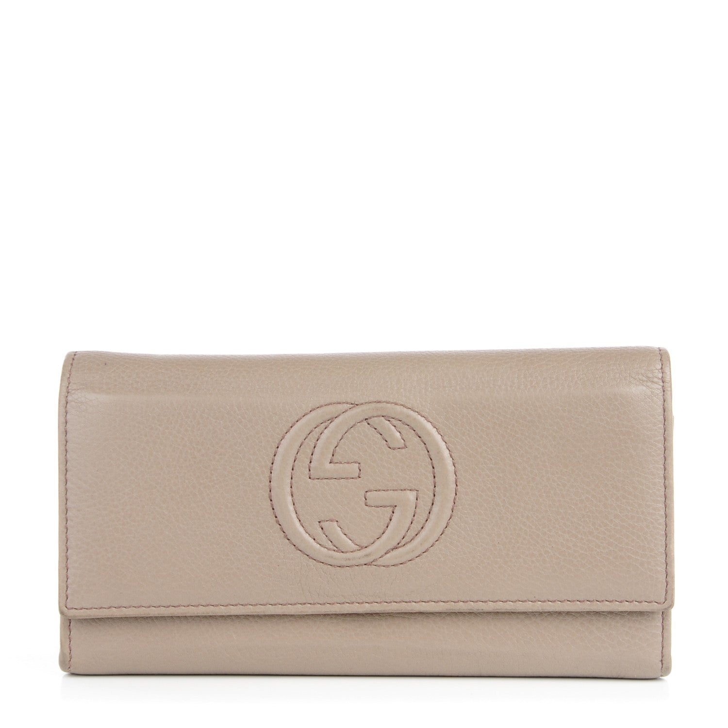 Gucci Pebbled Calfskin Soho Continental Wallet Taupe 1 of 8