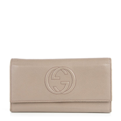 Gucci Pebbled Calfskin Soho Continental Wallet Taupe 1 of 8