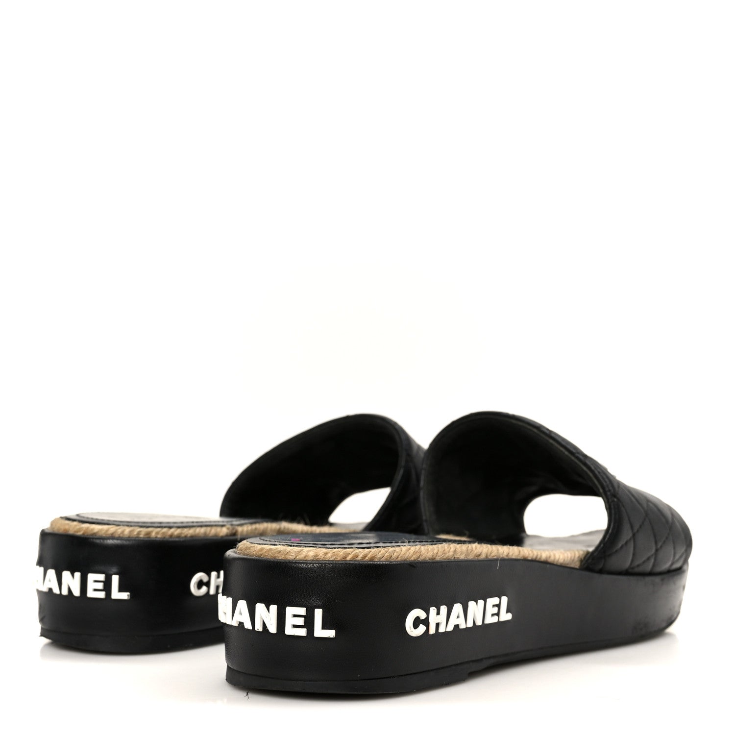 Chanel Lambskin Quilted CC Espadrille Slip On Sandals 41 Black 5 of 11