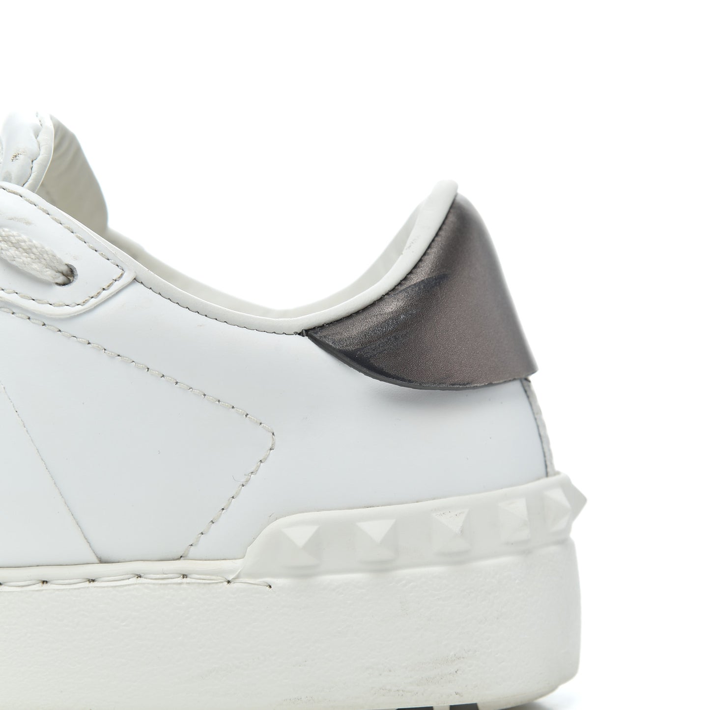 Calfskin VLTN Rockstud Open Sneakers 36 White