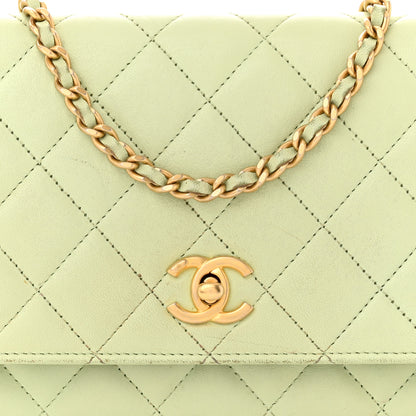 Chanel Lambskin Quilted CC Pearl Crush Wallet on Chain WOC Light Green 9 of 23