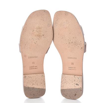 Hermes Box Calfskin Oran Sandals 35 Gold 7 of 8