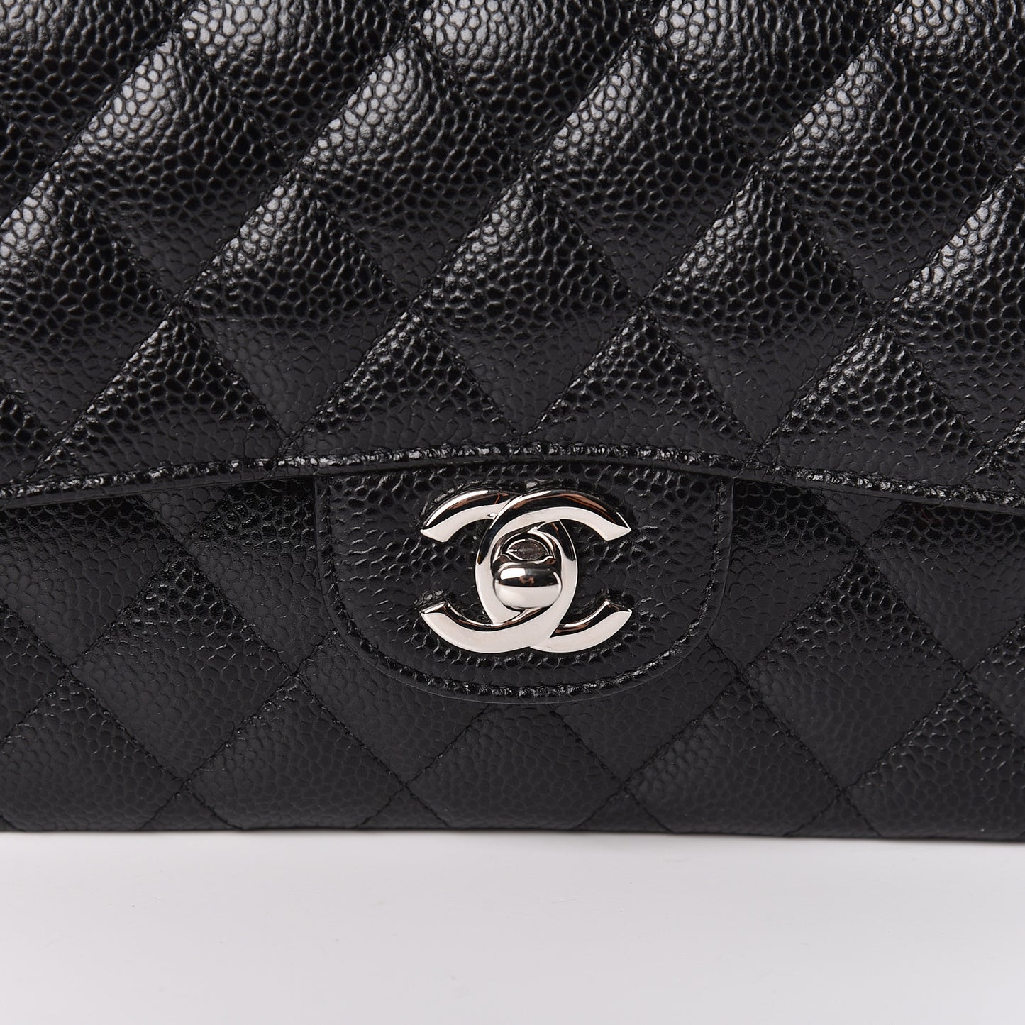 Caviar Quilted Medium Double Flap Black