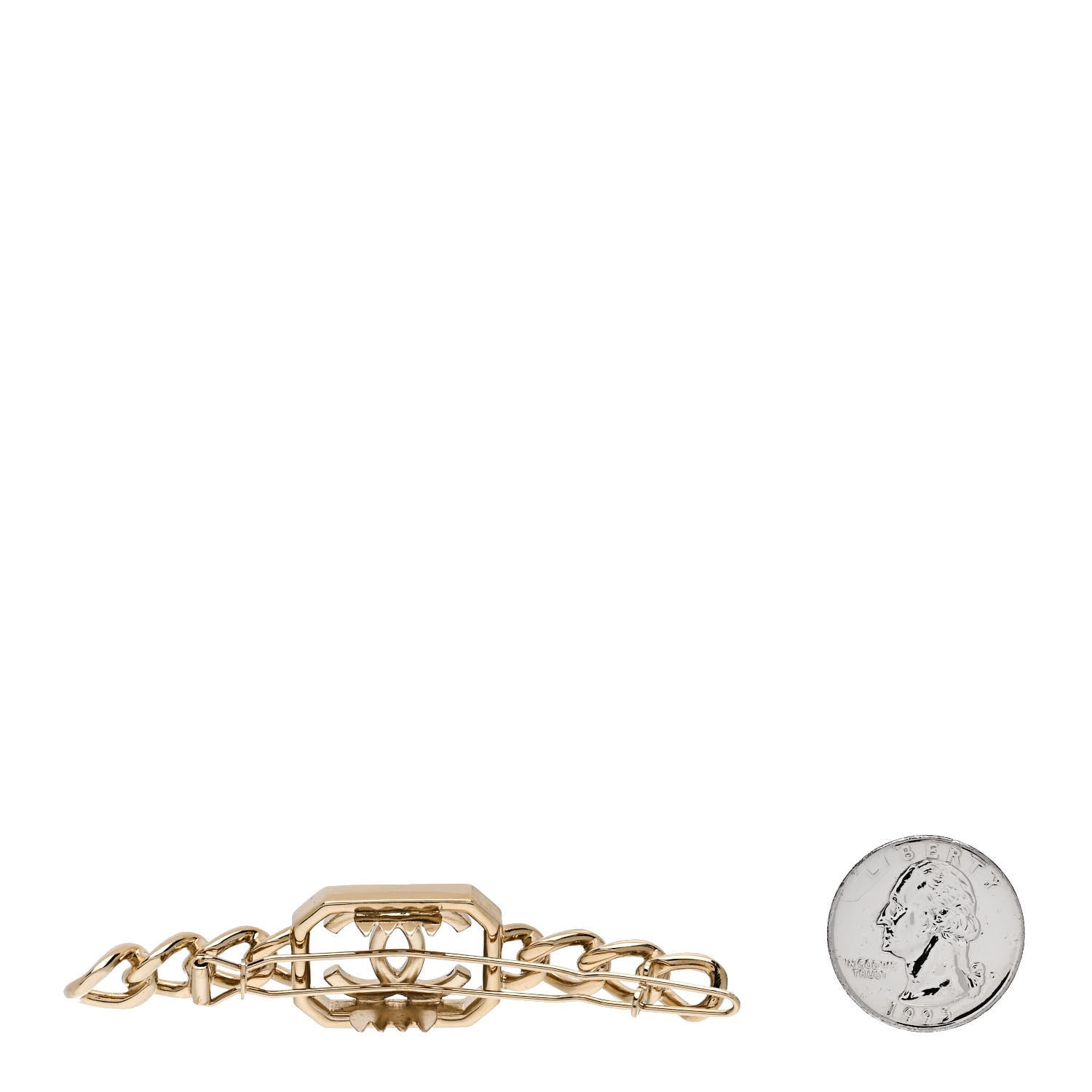 Chanel Crystal Chain CC Vendome Hair Clip Barrette Gold 2 of 4
