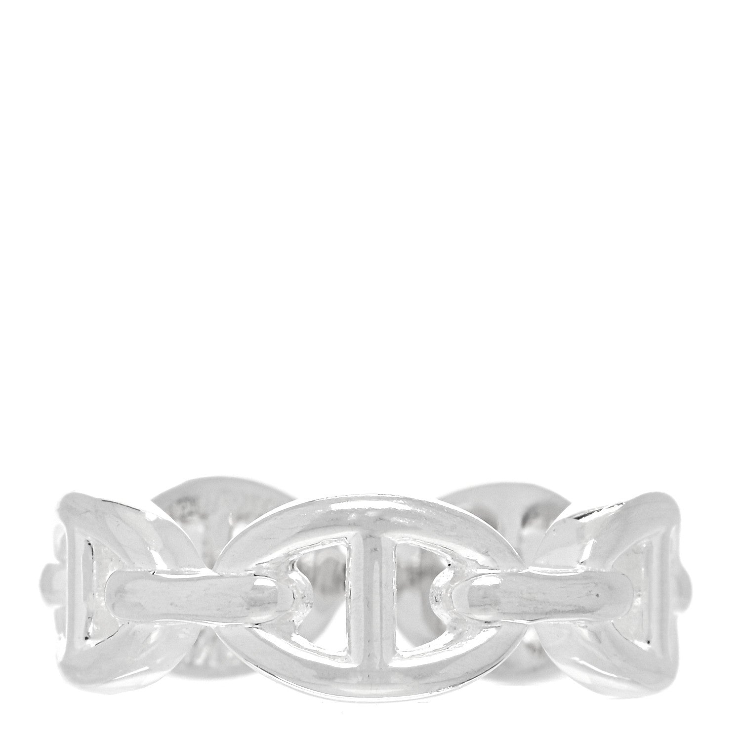 Hermes Sterling Silver PM Chaine d'Ancre Enchainee Band Ring 52 6 1 of 6