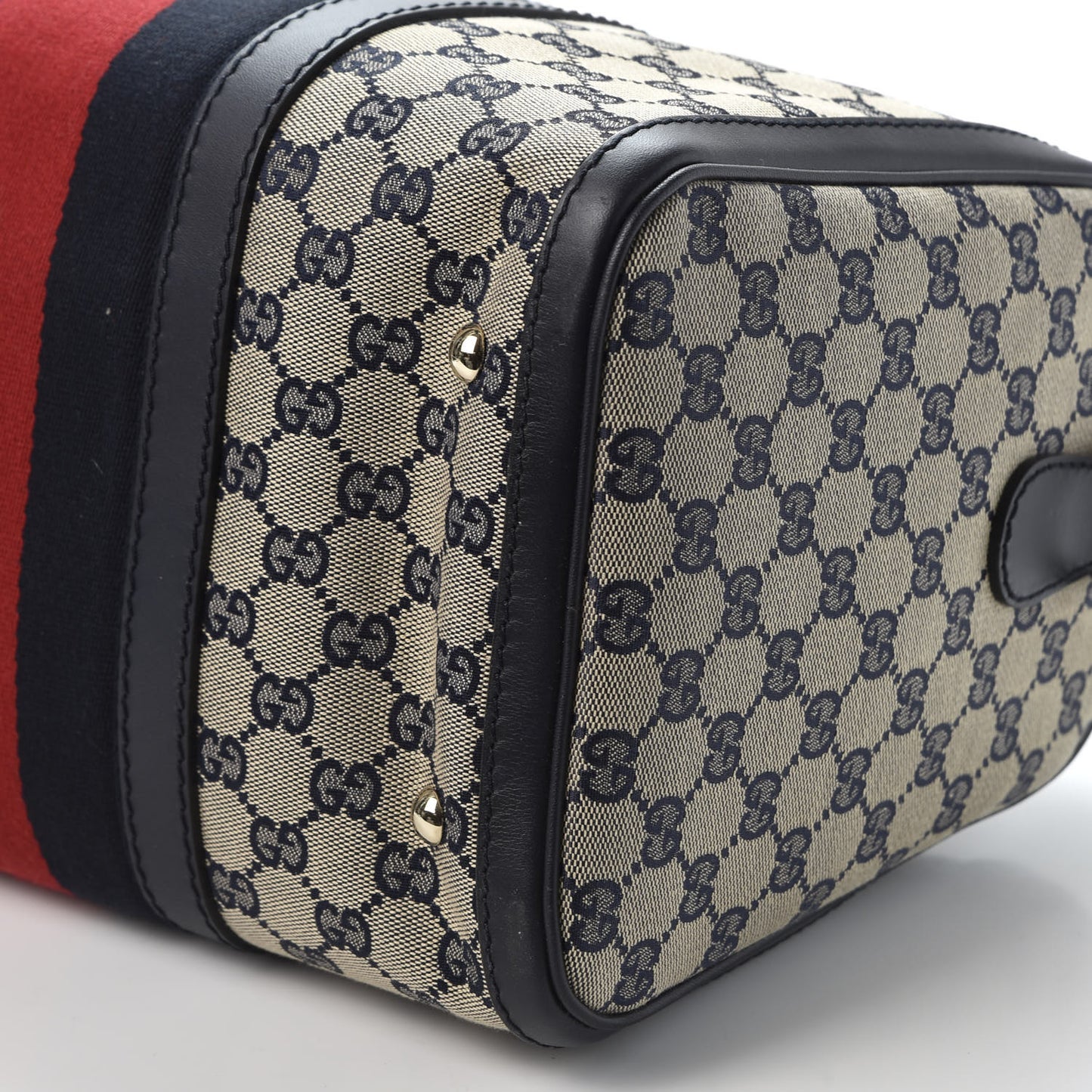 Monogram Selleria Calfskin Vintage Web Medium Boston Beige Blue