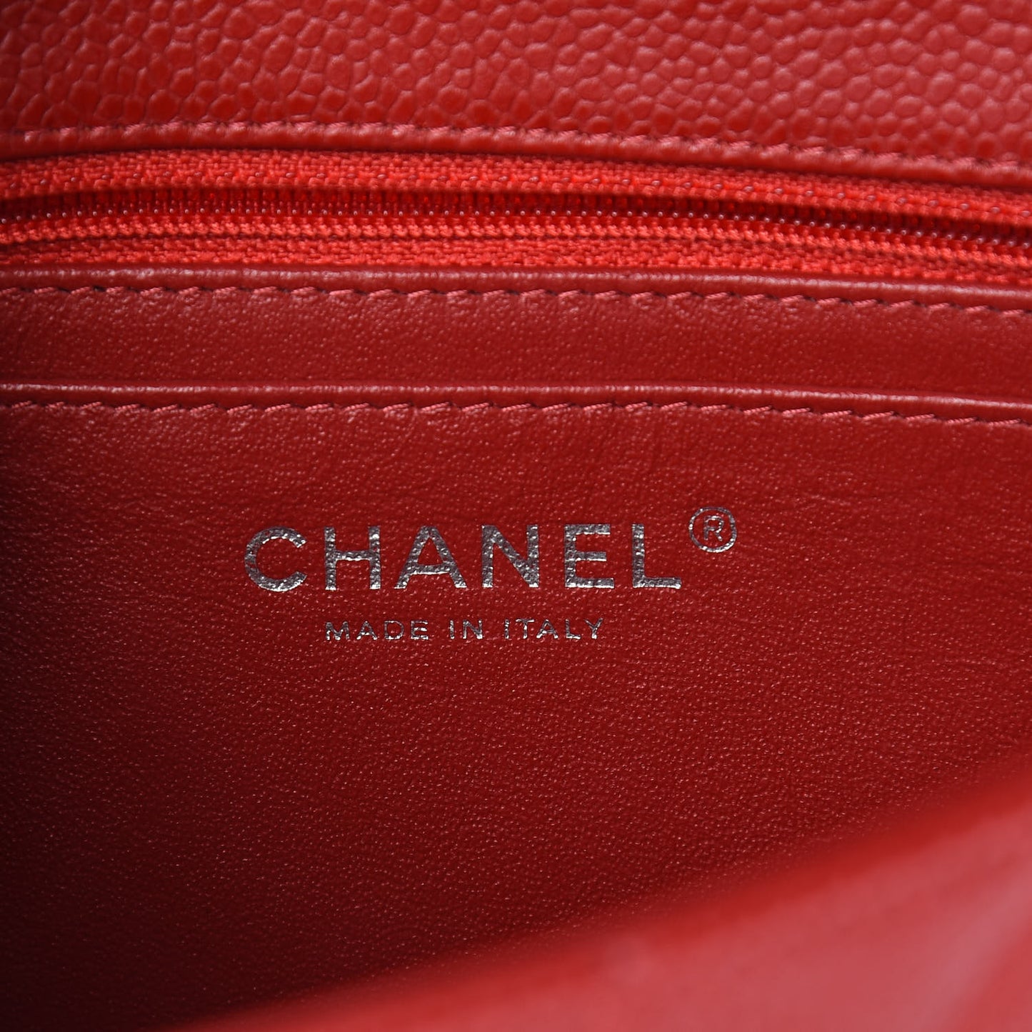 Caviar Quilted Mini Rectangular Flap Red