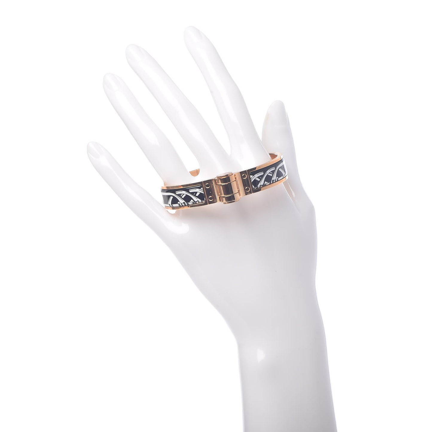 Enamel Printed Narrow Balades Equestres Positif Negatif Hinged Bracelet S Black