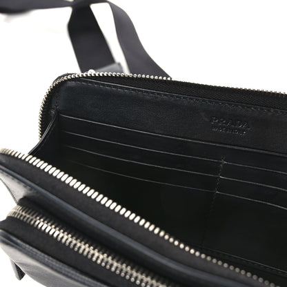 Prada Saffiano Travel Double Zip Crossbody Belt Bag Black 12 of 13