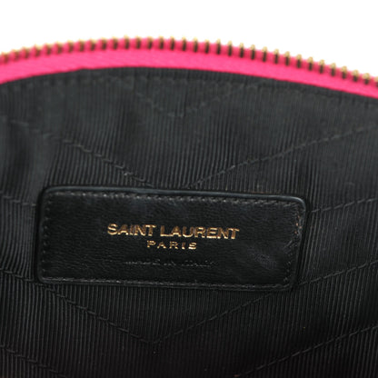 Saint Laurent Calfskin Matelasse Chevron Monogram A5 Wristlet Bubblegum 6 of 7