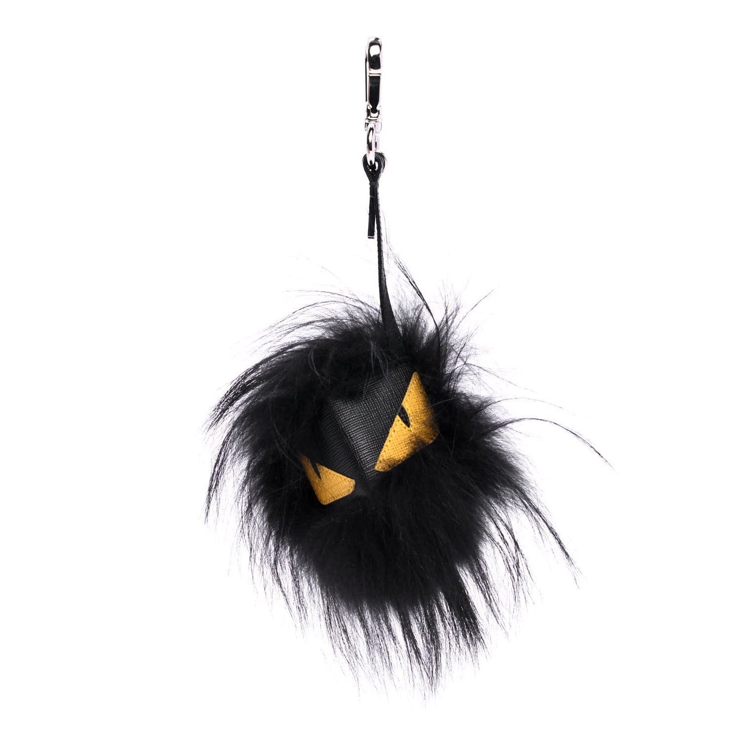 Vitello Elite Fox Fur Fusto Monster Bag Bug Charm Black Yellow