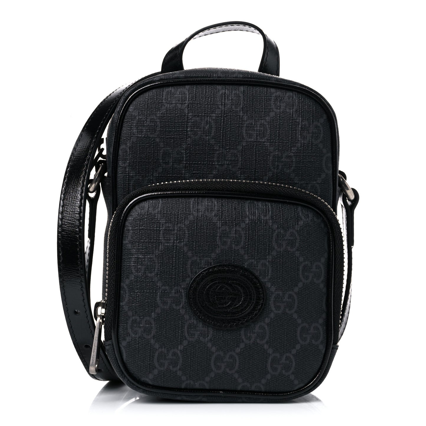 GG Supreme Monogram Azalea Calfskin Mini Retro Interlocking G Bag Black