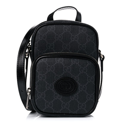 Gucci GG Supreme Monogram Azalea Calfskin Mini Retro Interlocking G Bag Black 1 of 9