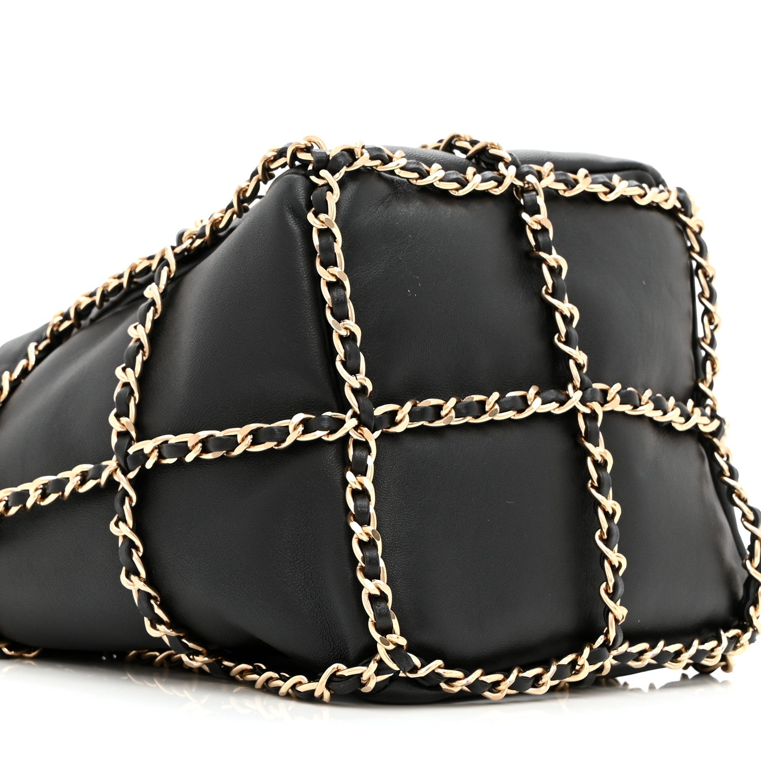 Chanel Lambskin Bucket Chain Drawstring Bag Black 9 of 10