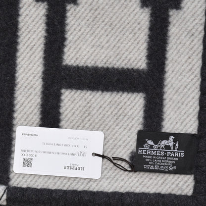 Hermes Wool Cashmere Avalon Blanket Ecru Gris Fonce 5 of 5
