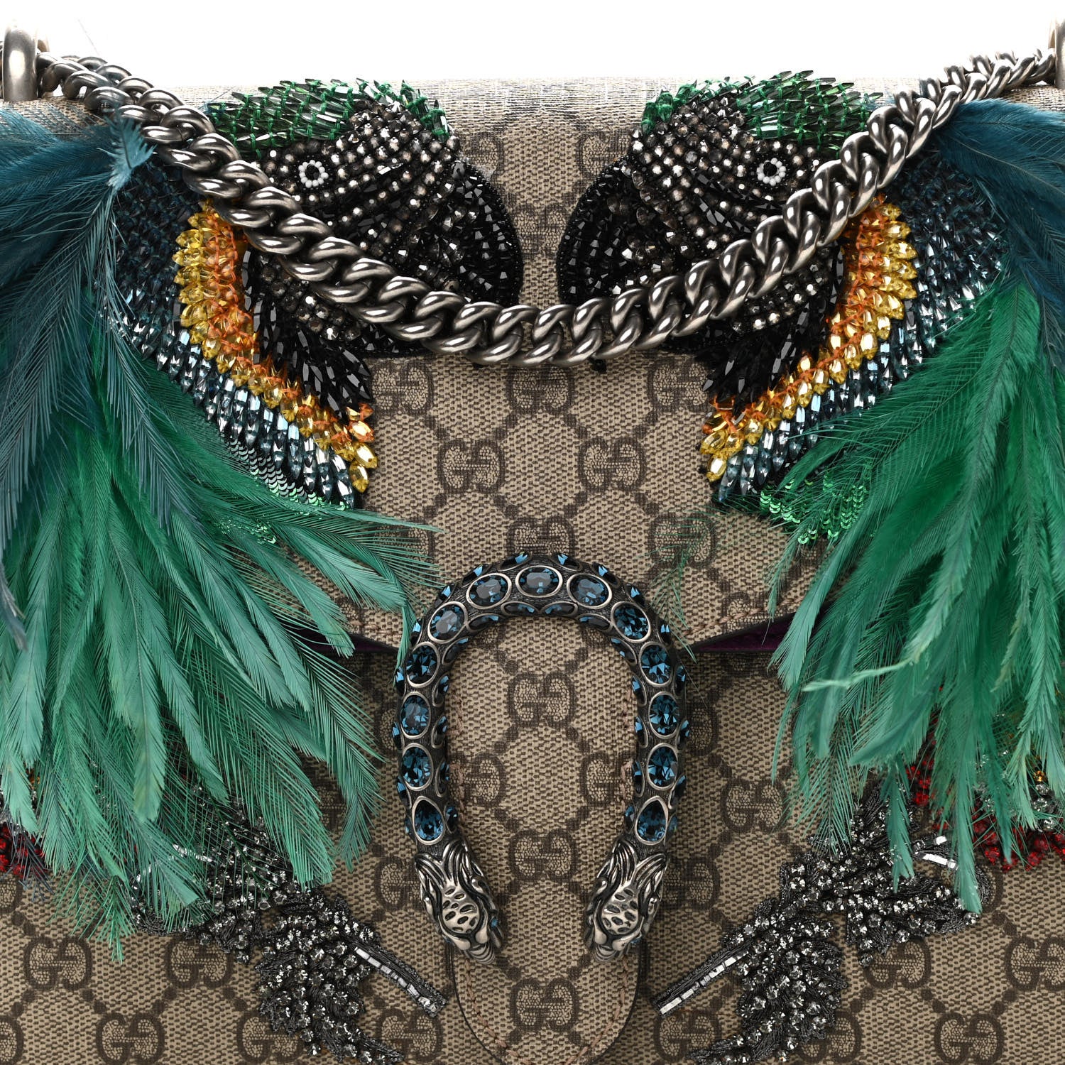 Gucci GG Supreme Monogram Parrot Embroidered Medium Dionysus Shoulder Bag Multicolor 8 of 11