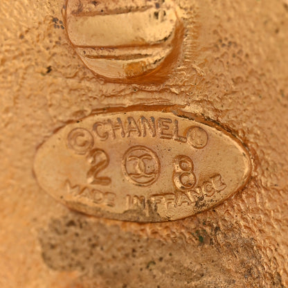 Chanel Hammered Medallion CC Dangle Clip On Earrings Gold 4 of 4