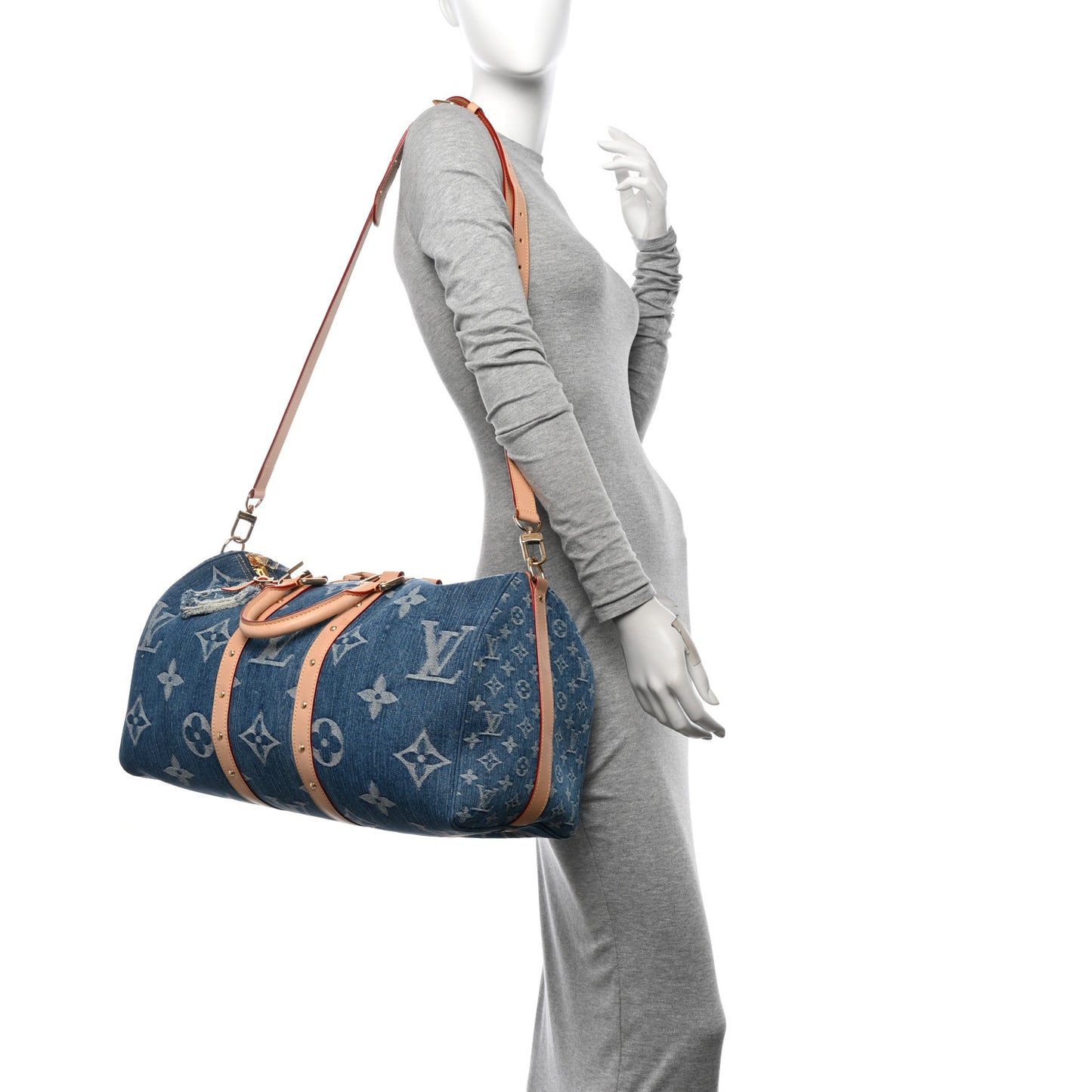 Denim Monogram New LV Remix Keepall Bandouliere 45 Blue