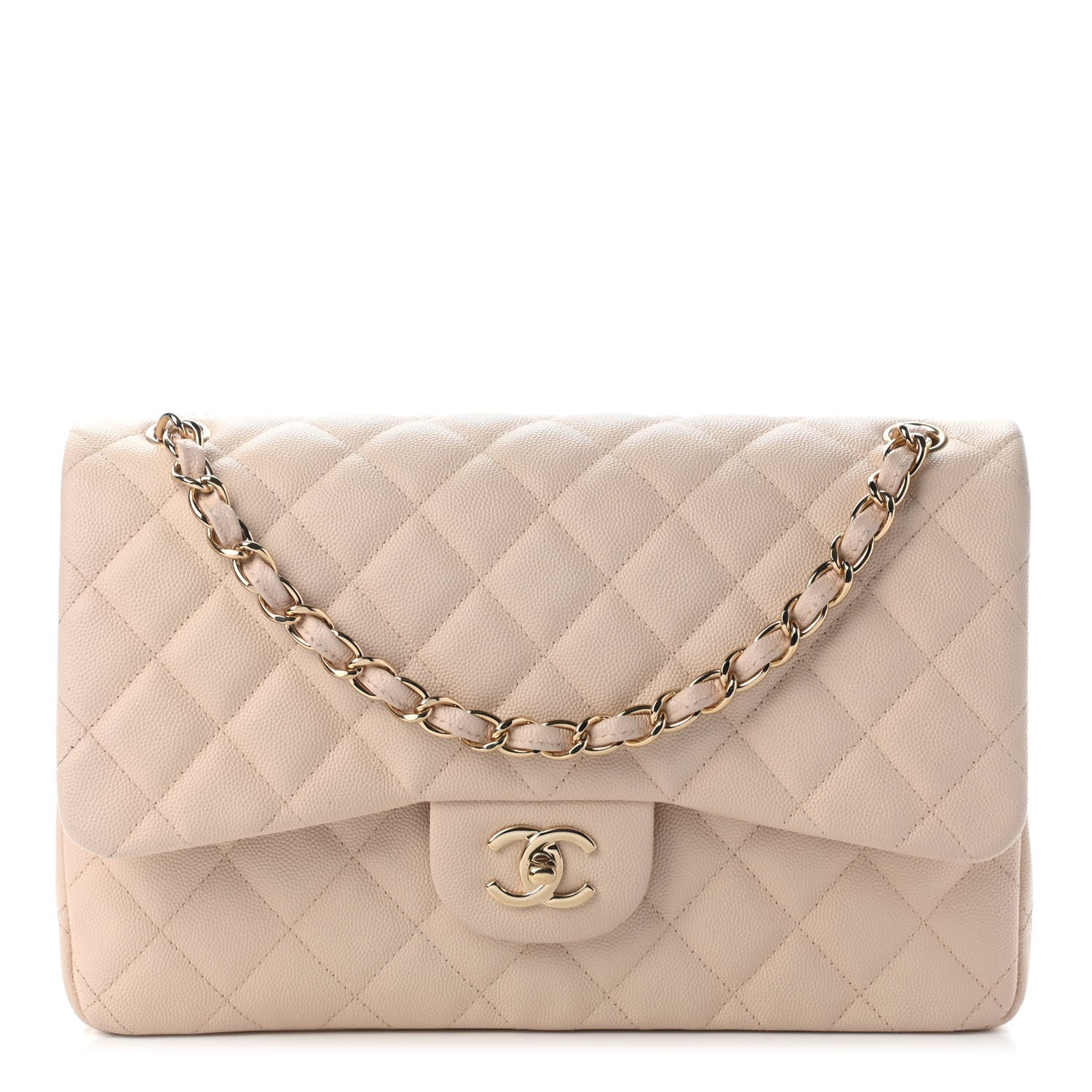 Chanel Caviar Quilted Jumbo Double Flap Beige Clair 1 of 9