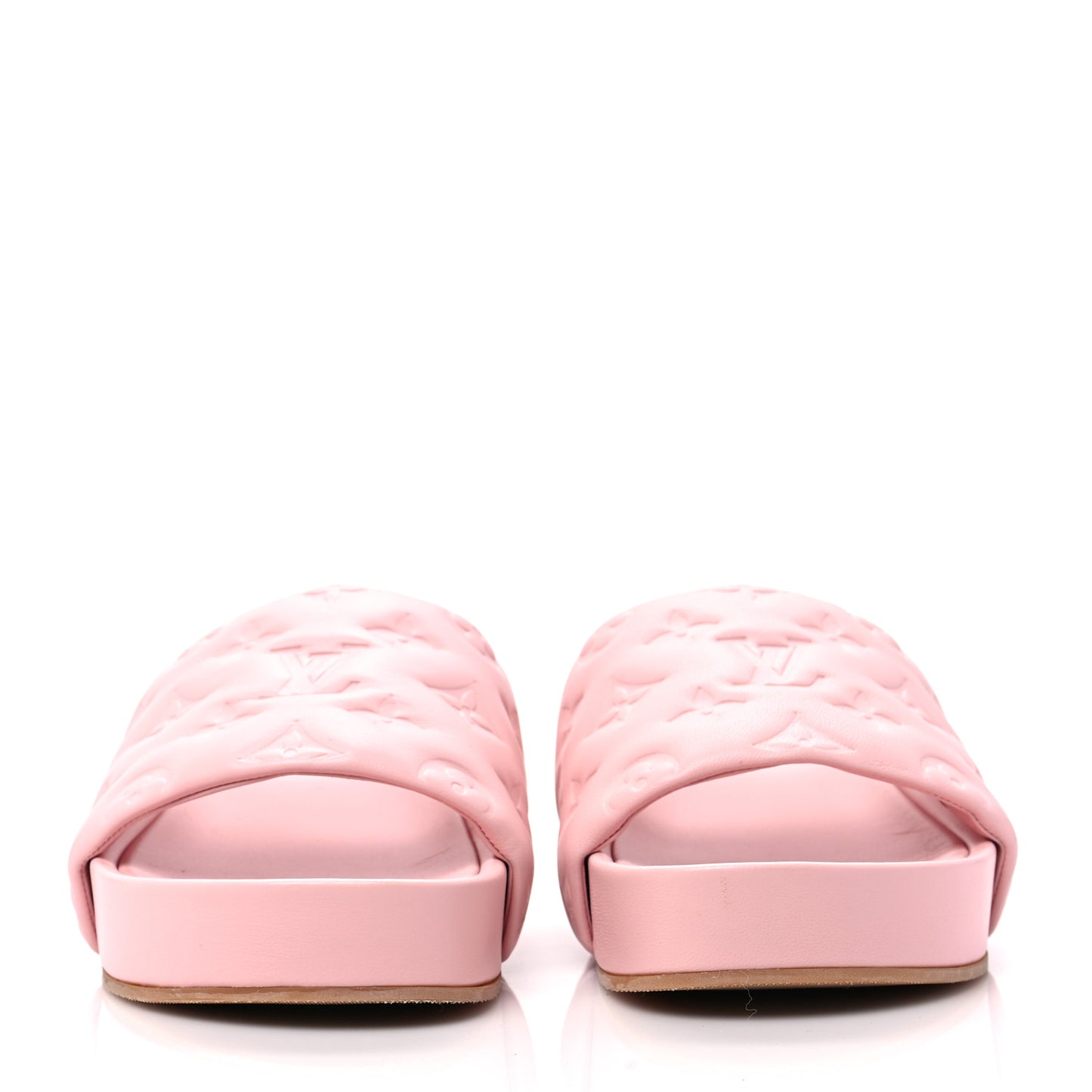 Lambskin Embossed Monogram Jumbo Flatform Mule Sandals 39 Rose Clair