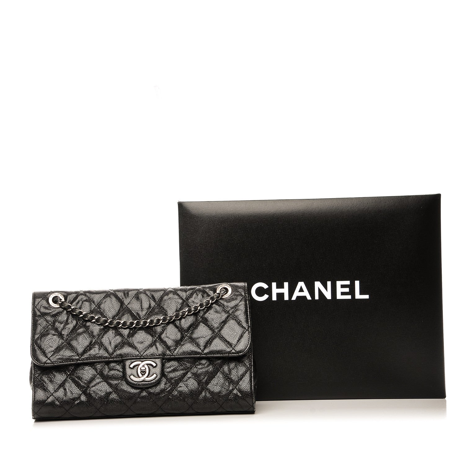 Chanel Crumpled Grained Calfskin Jumbo CC Crave Flap Black 8 of 8