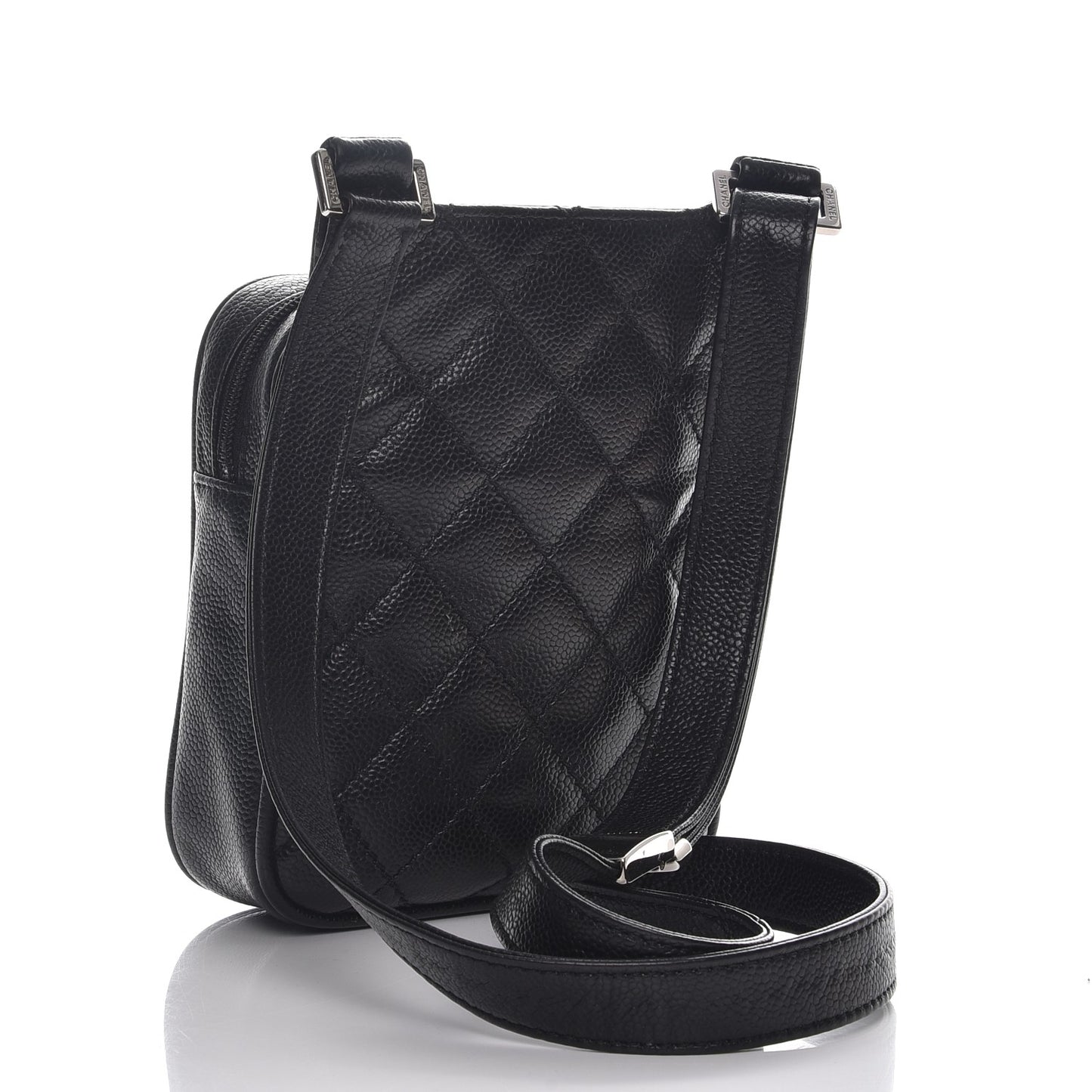 Caviar Quilted Camera Shoulder Bag Black
