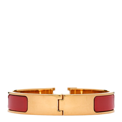 Hermes Enamel Narrow Clic Clac H Bracelet PM Orange Papaye 3 of 5
