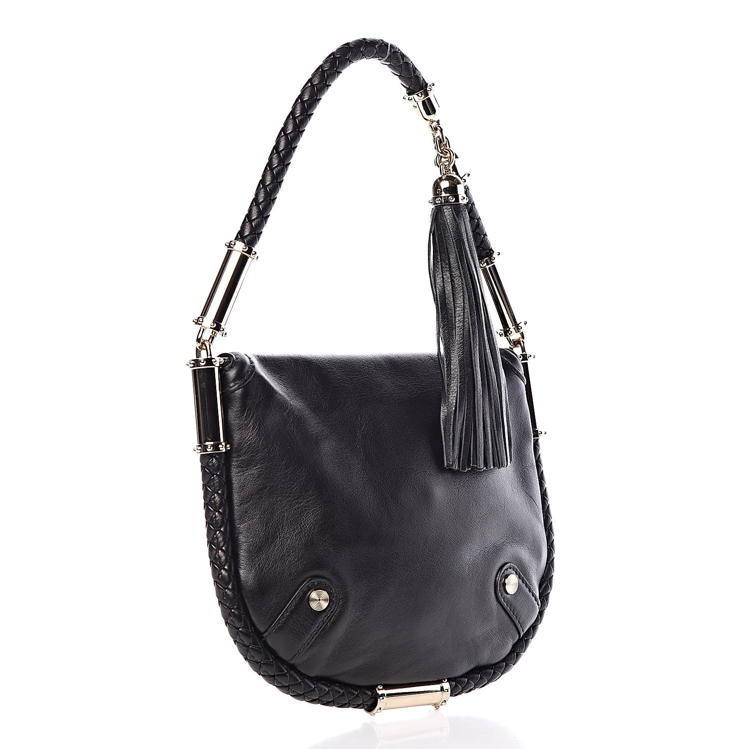 Gucci Calfskin Small Britt Tassel Shoulder Bag Black 3 of 9