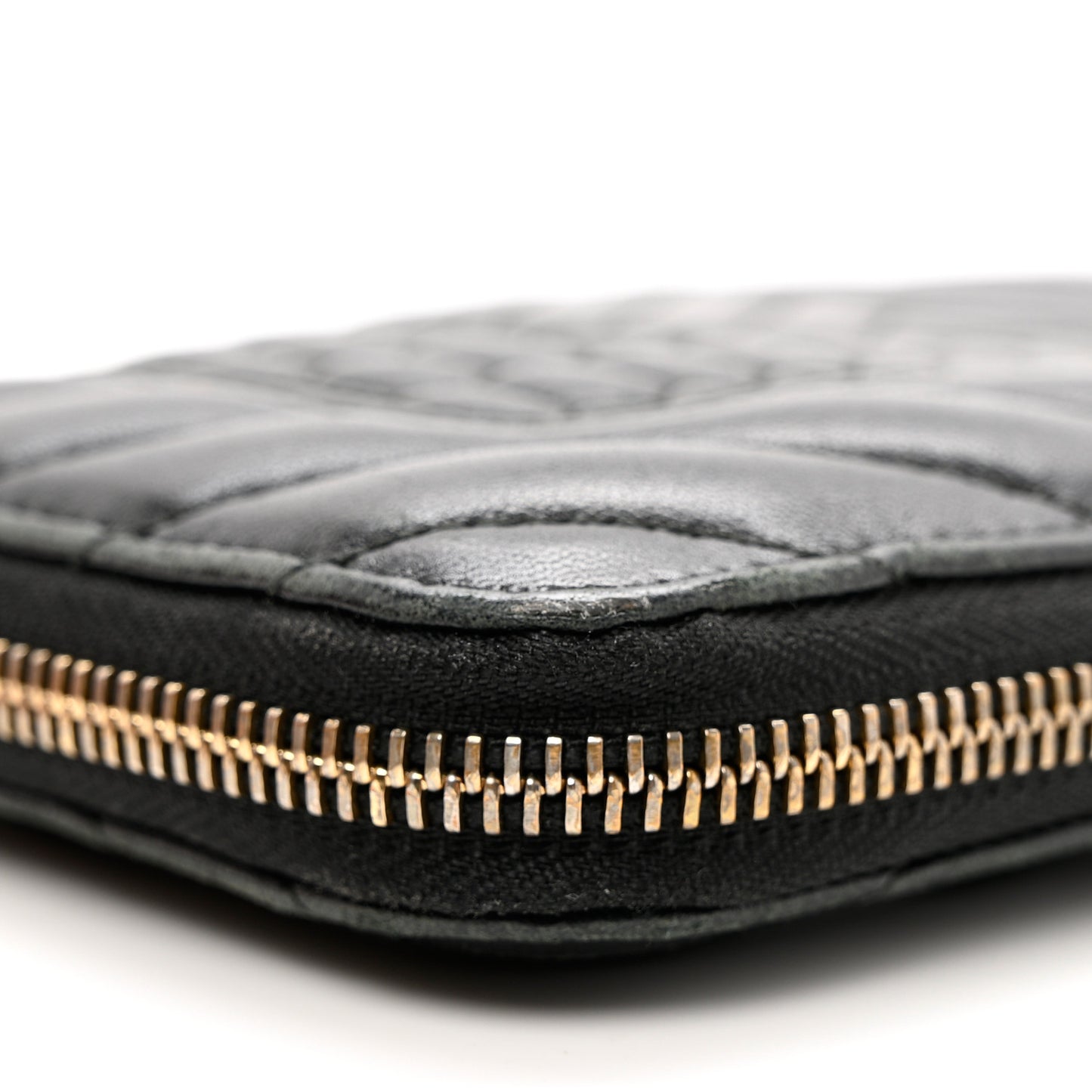 Calfskin Quilted Serpenti Zip Around Wallet Black