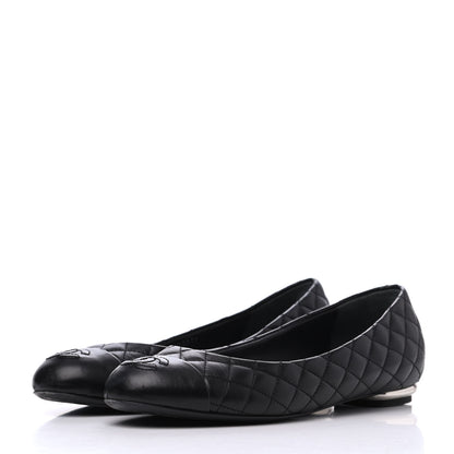 Chanel Lambskin Quilted CC Cap Toe Ballerina Flats 36.5 Black 3 of 18