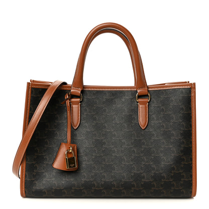 Celine Triomphe Canvas Calfskin Mini Horizontal Cabas Tan 1 of 9