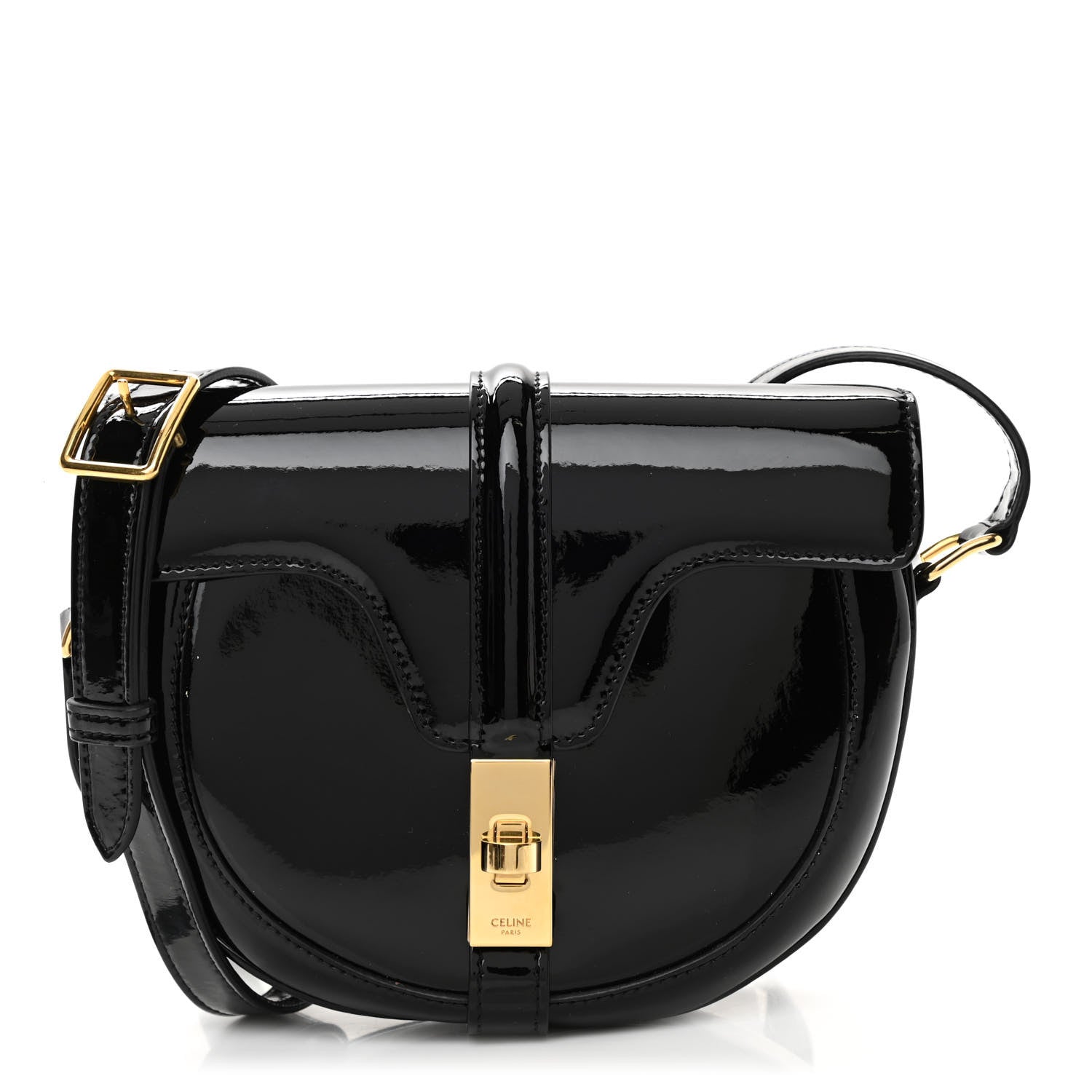 Celine Patent Calfskin Besace Small 16 Black 1 of 8