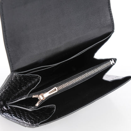 Hermes Shiny Alligator Constance Short Wallet Black 5 of 14