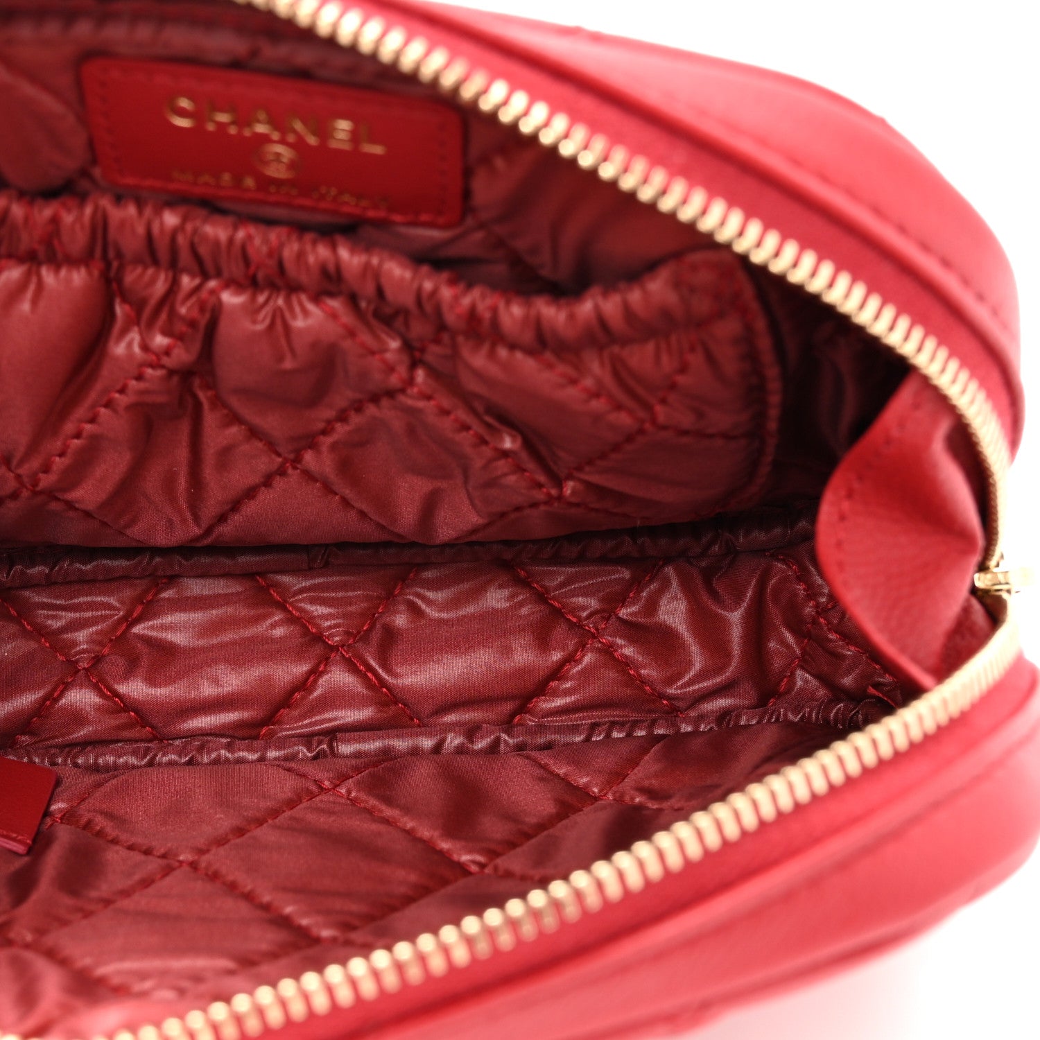 Chanel Caviar Quilted Small Curvy Pouch Cosmetic Case Dark Red 5 of 8