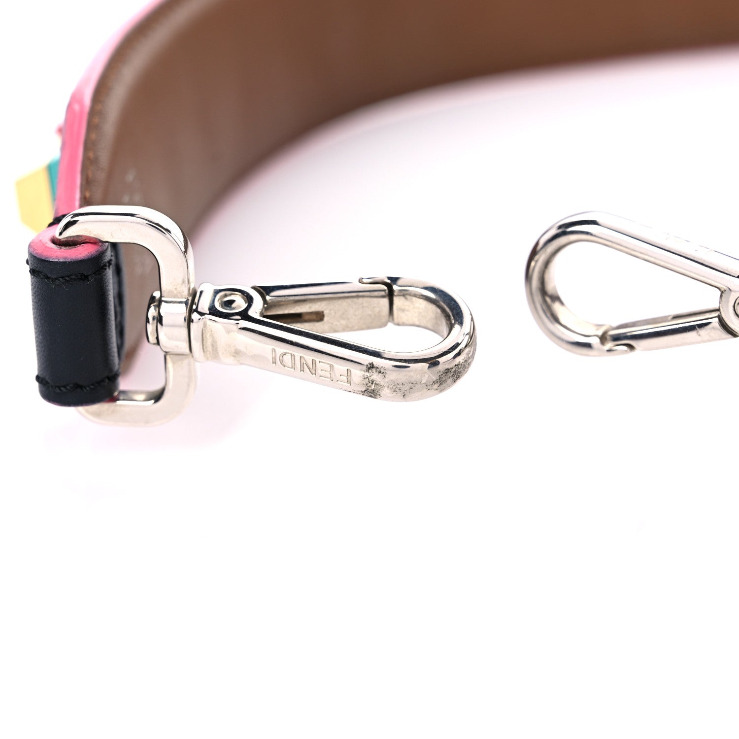 Fendi Vitello Dolce Plexiglass Bi-Color Studded Strap You Black Brownie Multicolor 13 of 13