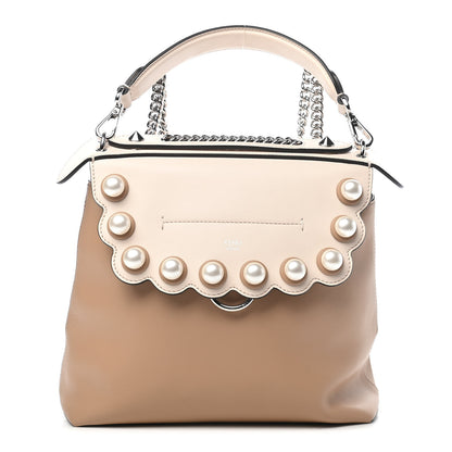 Fendi Vitello Century Pearl Bi-Color Scalloped Back to School Backpack Cuoio Camelia 1 of 9