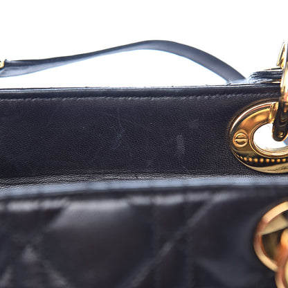 Christian Dior Lambskin Cannage Medium Lady Dior Black 9 of 13
