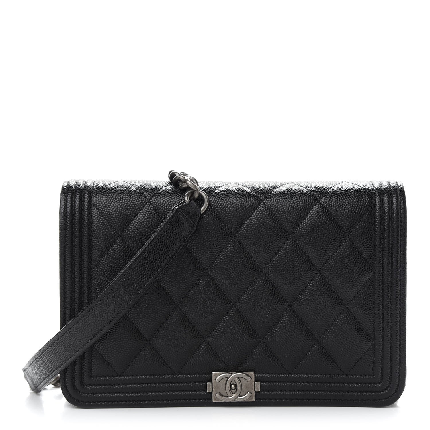 Chanel Caviar Quilted Boy Wallet On Chain WOC Black 1 of 10