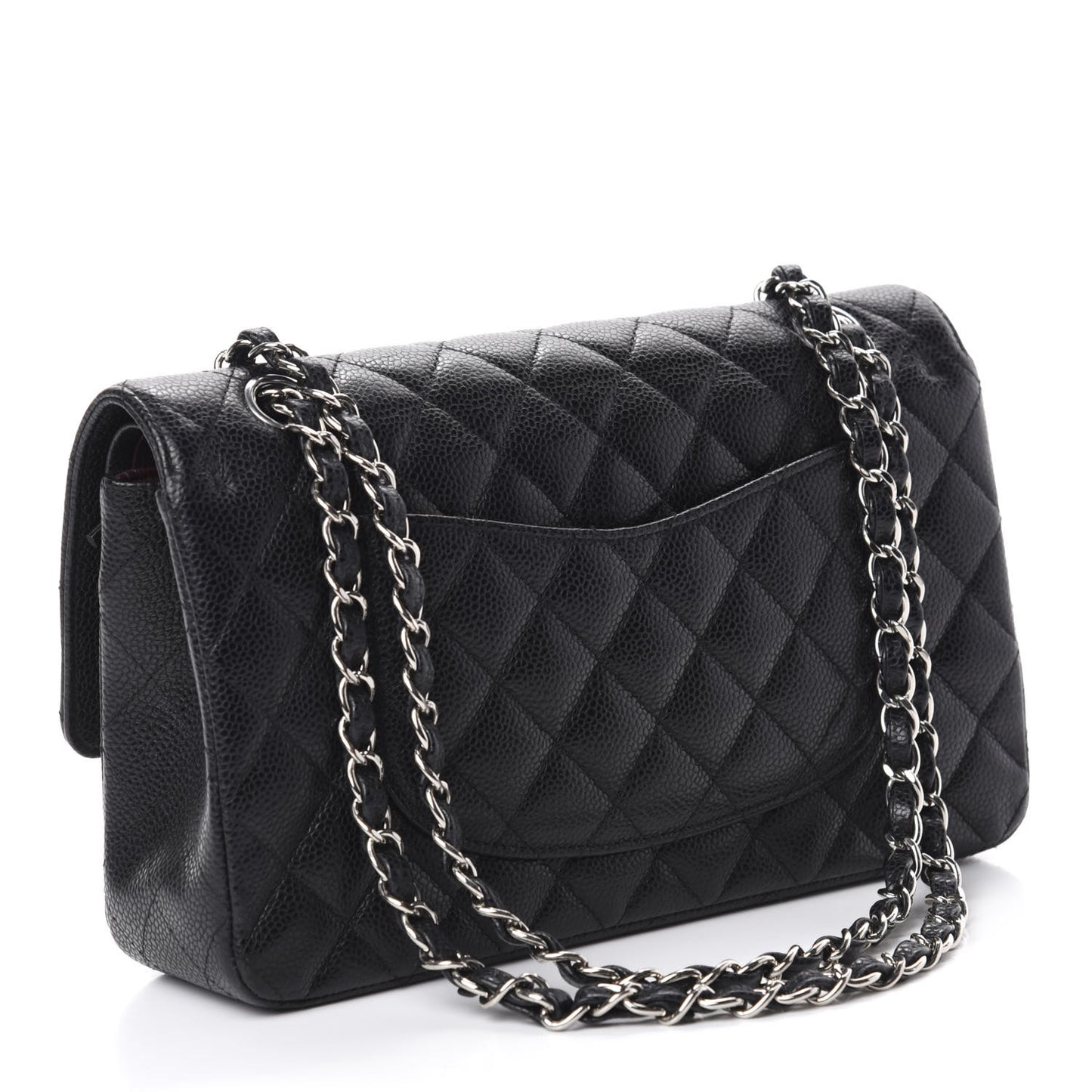 Caviar Quilted Medium Double Flap Black