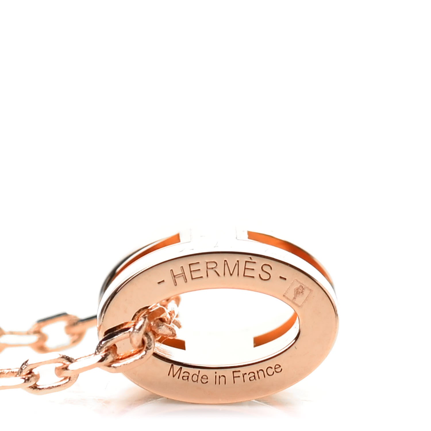 Hermes Lacquered Rose Gold Mini Pop H Pendant Necklace White 5 of 5