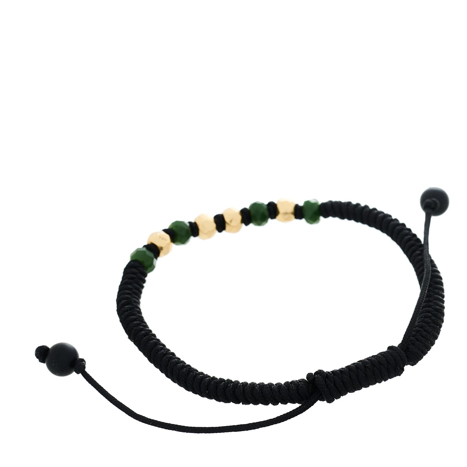 David Yurman 18K Yellow Gold Nephrite Jade Nylon Fortune Woven Bracelet Black 2 of 3