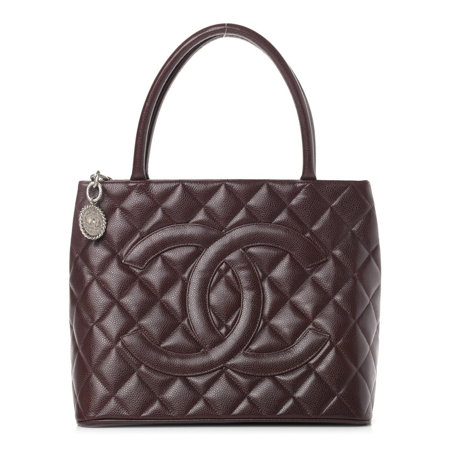 Caviar Quilted Medallion Tote Bordeaux
