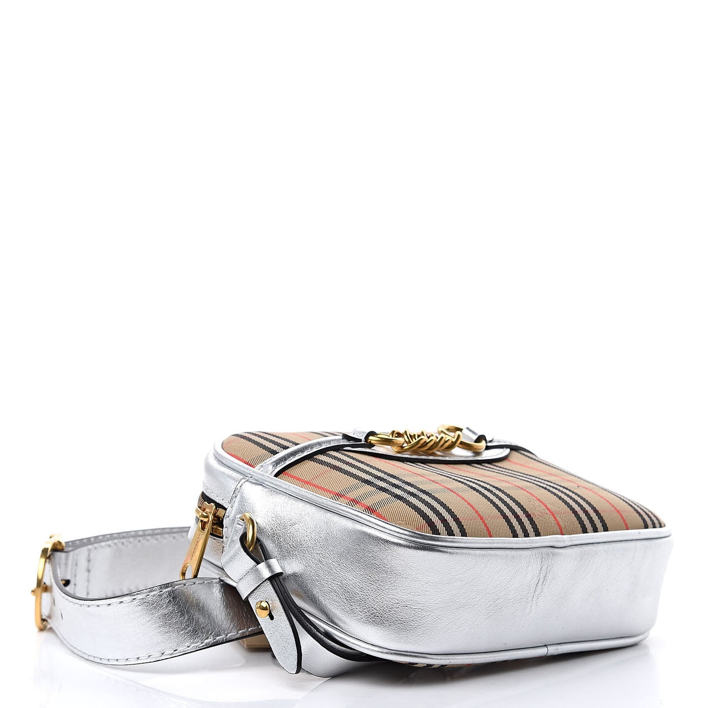 Metallic Smooth Calfskin 1983 Knight Check Link Bum Bag Silver