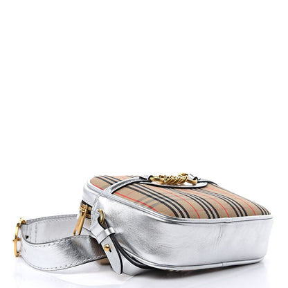 Burberry Metallic Smooth Calfskin 1983 Knight Check Link Bum Bag Silver 4 of 9