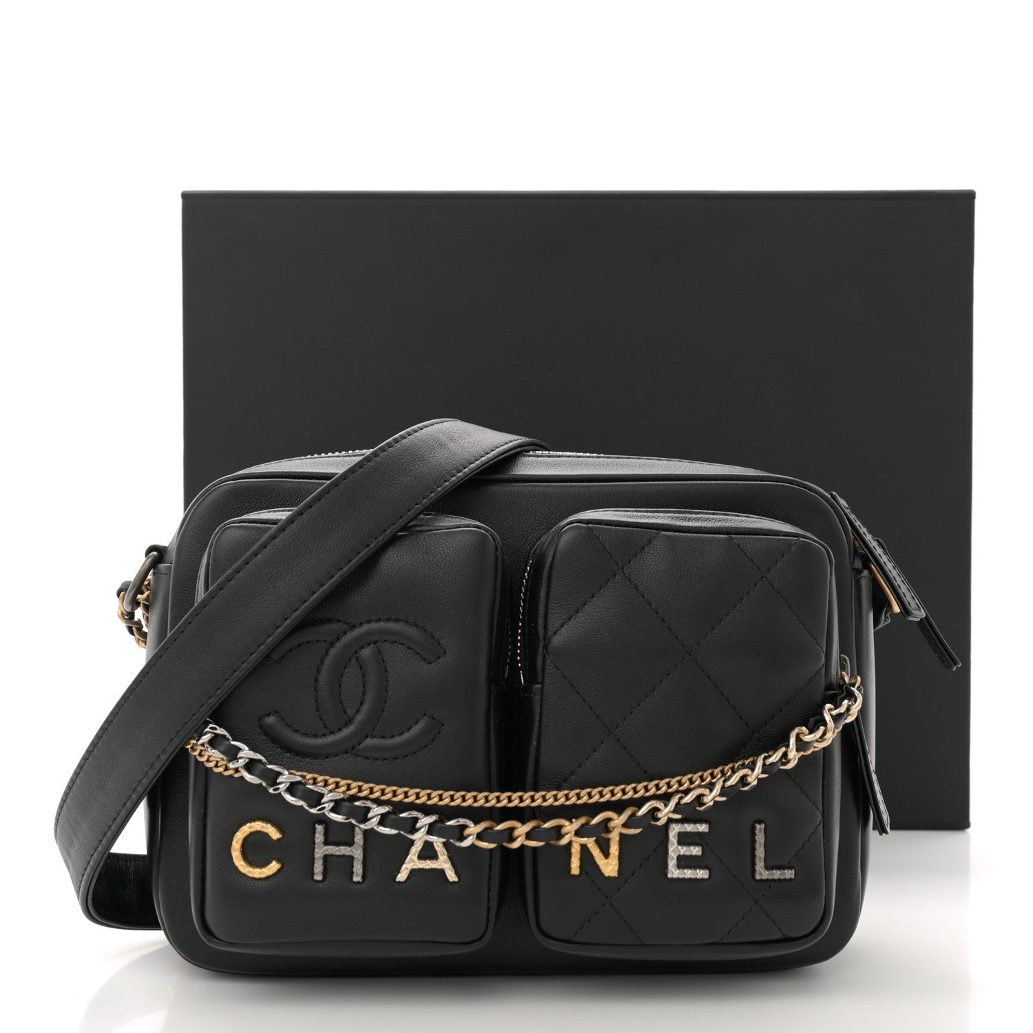 Chanel Calfskin Quilted Small Camera Case Black 11 of 11