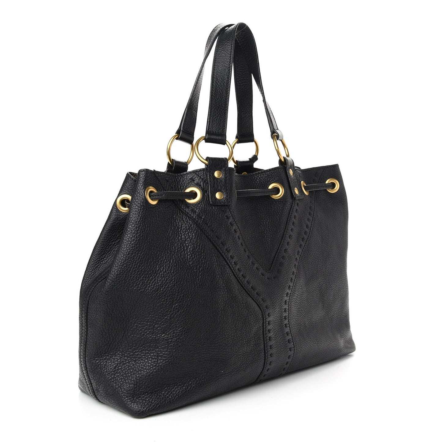 Calfskin Reversible Double Sac Y Tote Black Brown