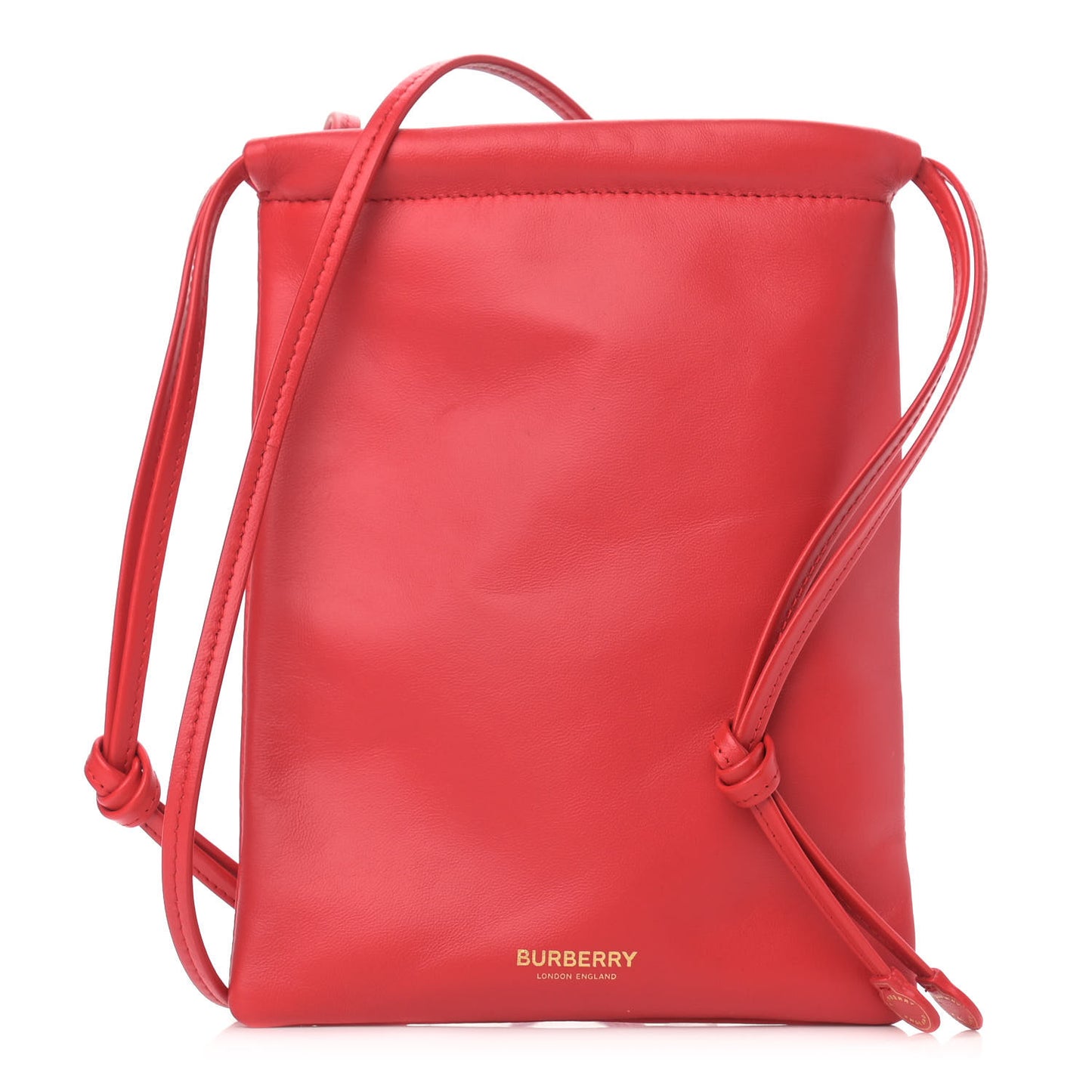 Calfskin Small Drawcord Pouch Red