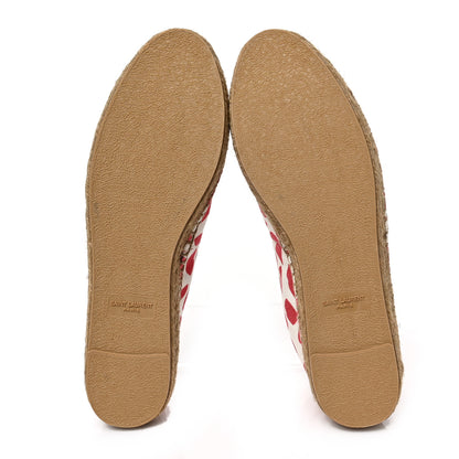 Saint Laurent Lip Print Canvas Espadrilles 39 Bianco Rosso Black 6 of 9